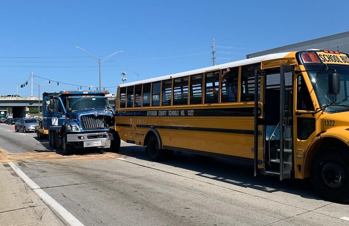 2 children sent to hospital after JCPS bus rear-ended on Watterson Expressway